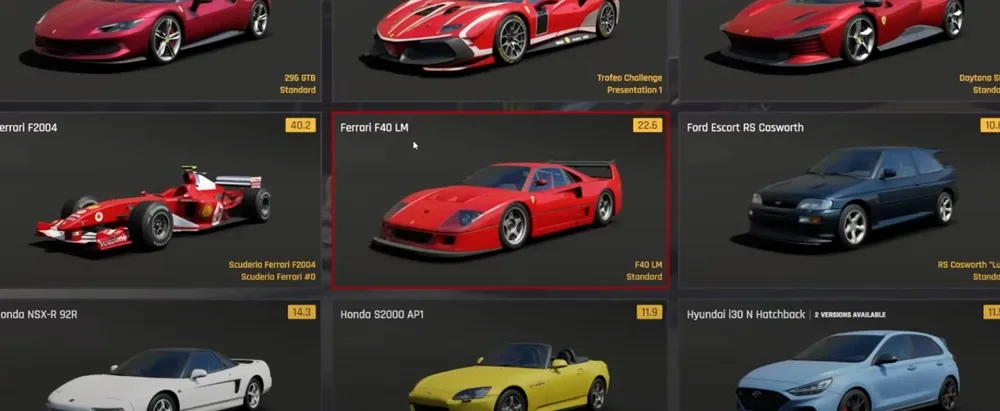 AC EVO 0.4 ferrari f40 lm